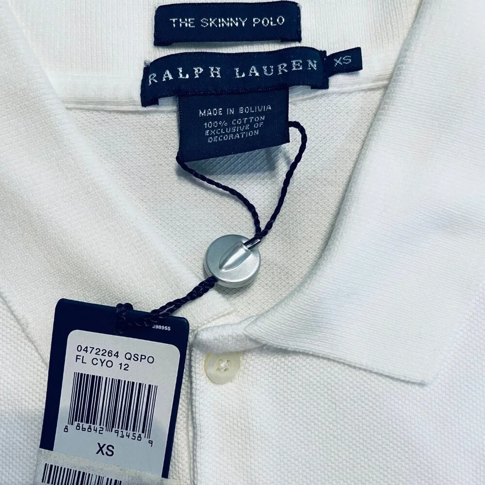 RALPH LAUREN "SKINNY" WHITE POLO - EXTRA SMALL - TAGS ON - Picture 2 of 7
